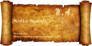 Modla Agenór névjegykártya
